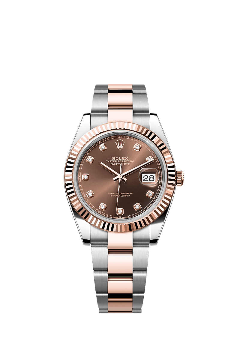 Rolex Two-Tone (RG/SS) Datejust - 41mm - Chocolate Diamond Dial - Oyster