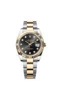 Rolex Two-Tone (YG/SS) Datejust - 41mm - Bright black Diamond Dial - Oyster