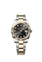 Rolex Two-Tone (YG/SS) Datejust - 41mm - Bright black Diamond Dial - Oyster