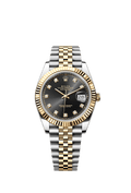 Rolex Two-Tone (YG/SS) Datejust - 41mm - Bright black Diamond Dial - Jubilee