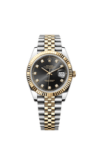 Rolex Two-Tone (YG/SS) Datejust - 41mm - Bright black Diamond Dial - Jubilee