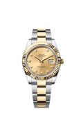 Rolex Two-Tone (YG/SS) Datejust - 41mm - Champagne-colour Diamond Dial - Oyster