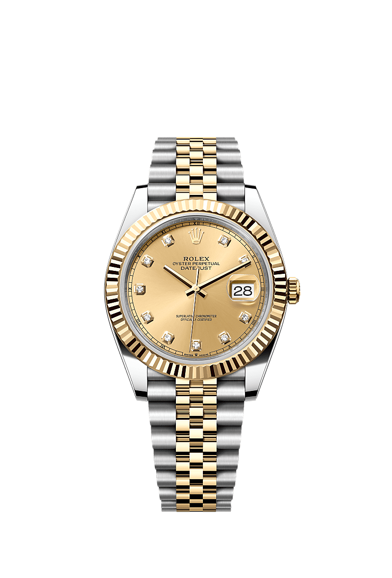 Rolex Two-Tone (YG/SS) Datejust - 41mm - Champagne-colour Diamond Dial - Jubilee
