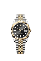 Rolex Two-Tone (YG/SS) Datejust - 41mm - Bright black - Jubilee