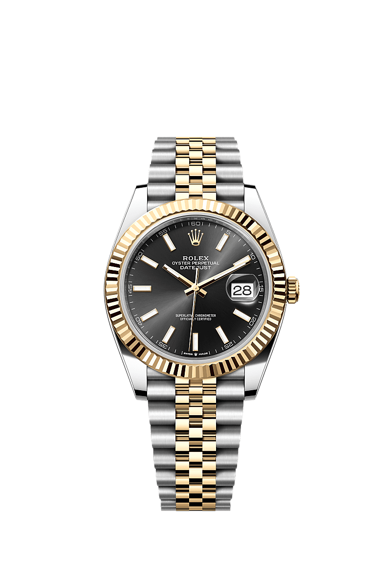 Rolex Two-Tone (YG/SS) Datejust - 41mm - Bright black - Jubilee