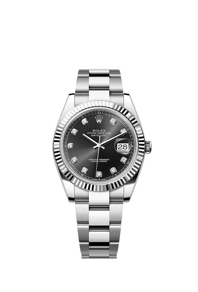 Rolex Stainless Steel Datejust - 41mm - Bright black Diamond Dial - Oyster