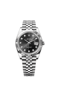 Rolex Stainless Steel Datejust - 41mm - Bright black Diamond Dial - Jubilee