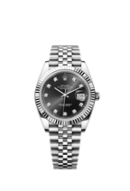 Rolex Stainless Steel Datejust - 41mm - Bright black Diamond Dial - Jubilee