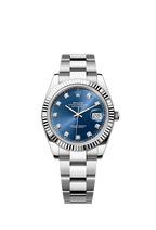 Rolex Stainless Steel Datejust - 41mm - Bright blue Diamond Dial - Oyster