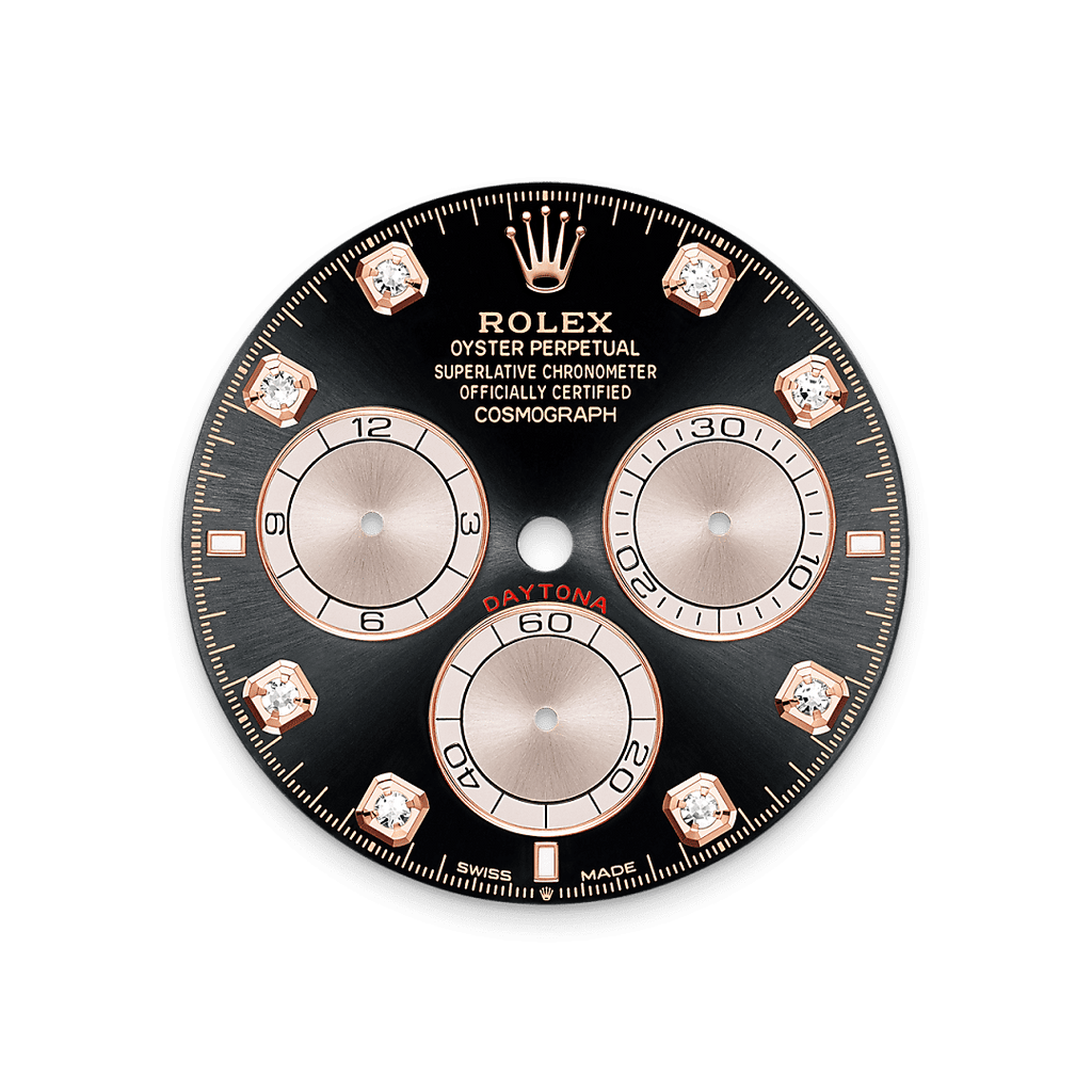 Rolex Rose Gold Daytona - 40mm - Bright black and Sundust Diamond Dial - Oyster