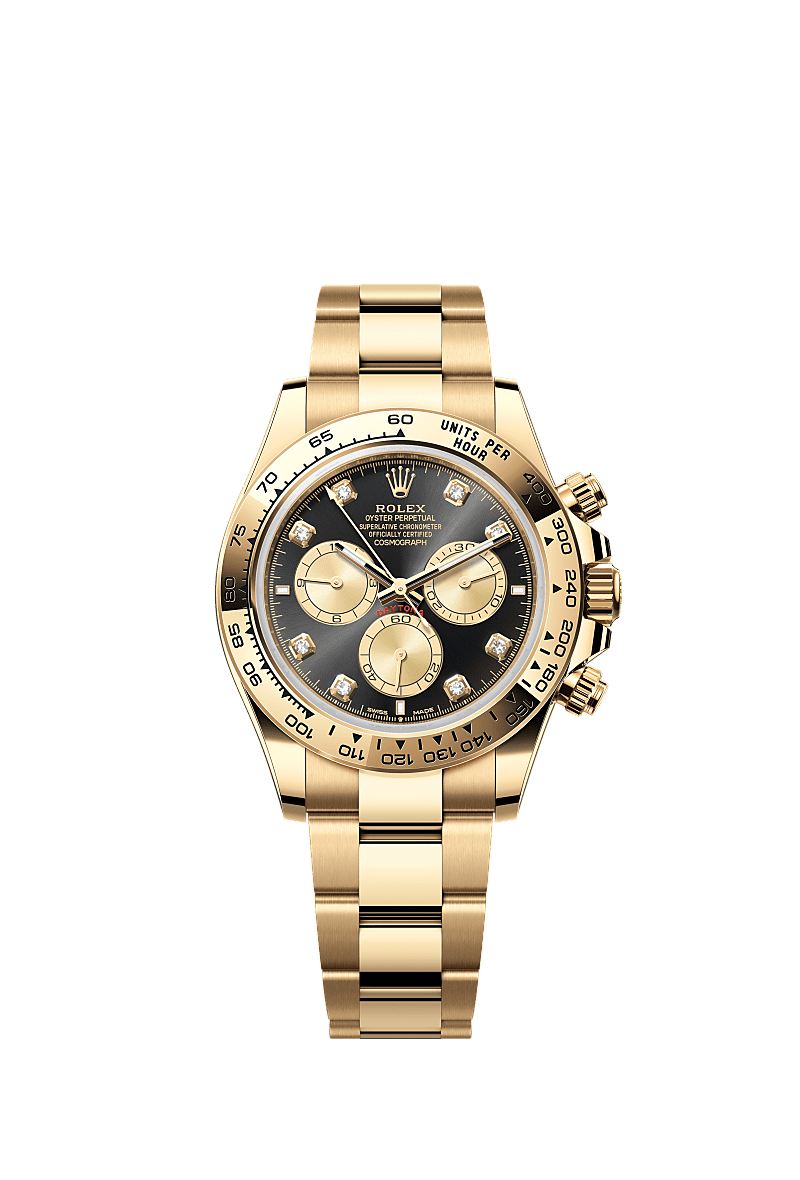 Rolex Yellow Gold Daytona - 40mm - Bright black and golden Diamond Dial - Oyster