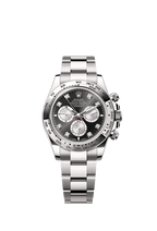 Rolex White Gold Daytona - 40mm - Bright black and steel Diamond Dial - Oyster