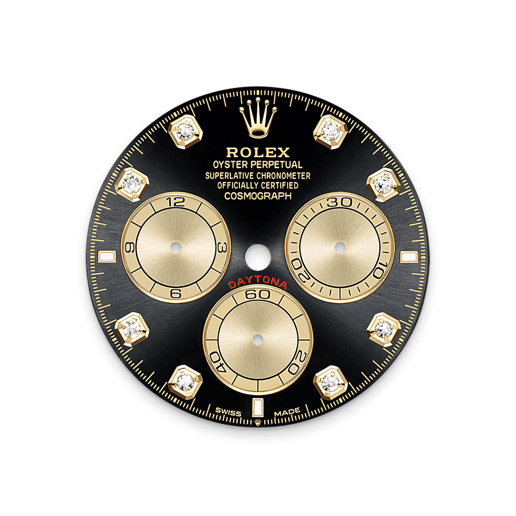 Rolex Yellow Gold Daytona - 40mm - Bright black and golden Diamond Dial - Oysterflex
