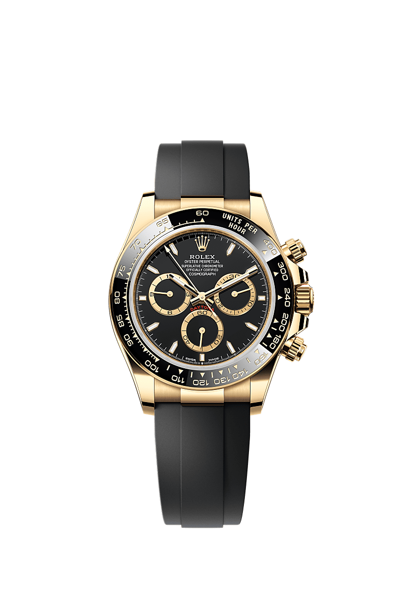 Rolex Yellow Gold Daytona - 40mm - Black, golden counter rings - Oysterflex