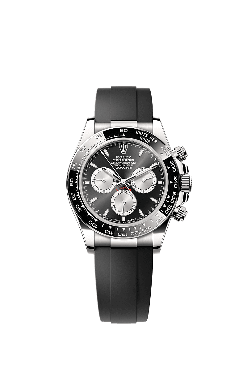 Rolex White Gold Daytona - 40mm - Bright black and steel - Oysterflex