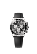 Rolex White Gold Daytona - 40mm - Bright black and steel Diamond Dial - Oysterflex