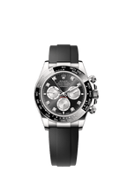 Rolex White Gold Daytona - 40mm - Bright black and steel Diamond Dial - Oysterflex