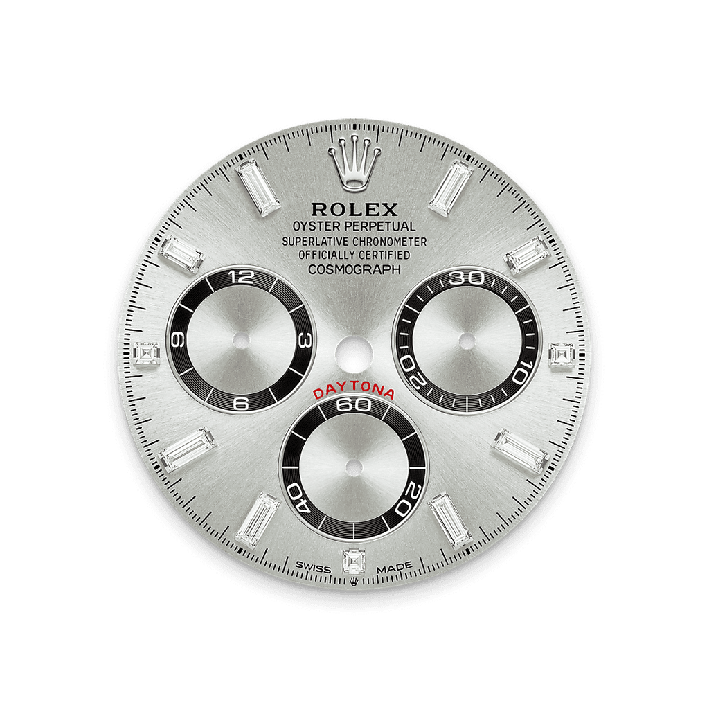 Rolex White Gold Daytona - 40mm - Steel, bright black counter rings Diamond Dial