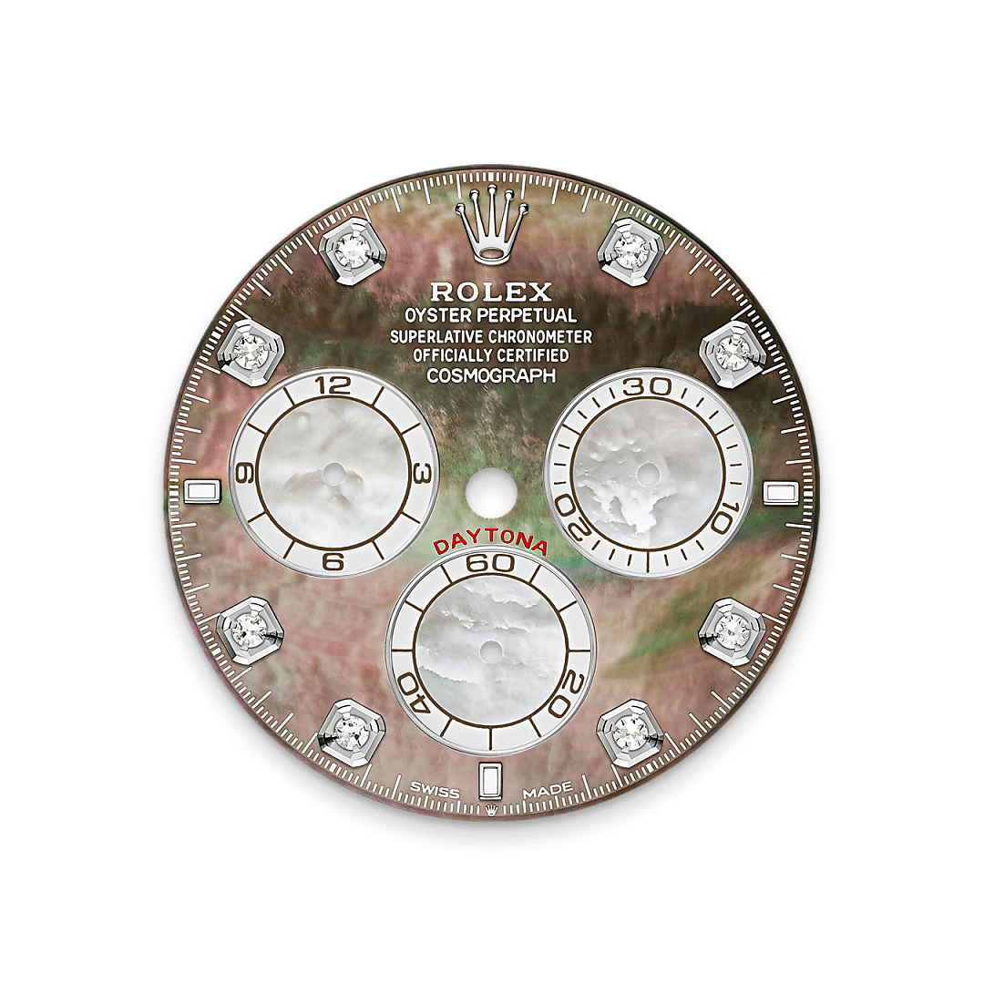 Rolex White Gold Daytona - 40mm - Black and white mother-of-pearl Diamond Dial