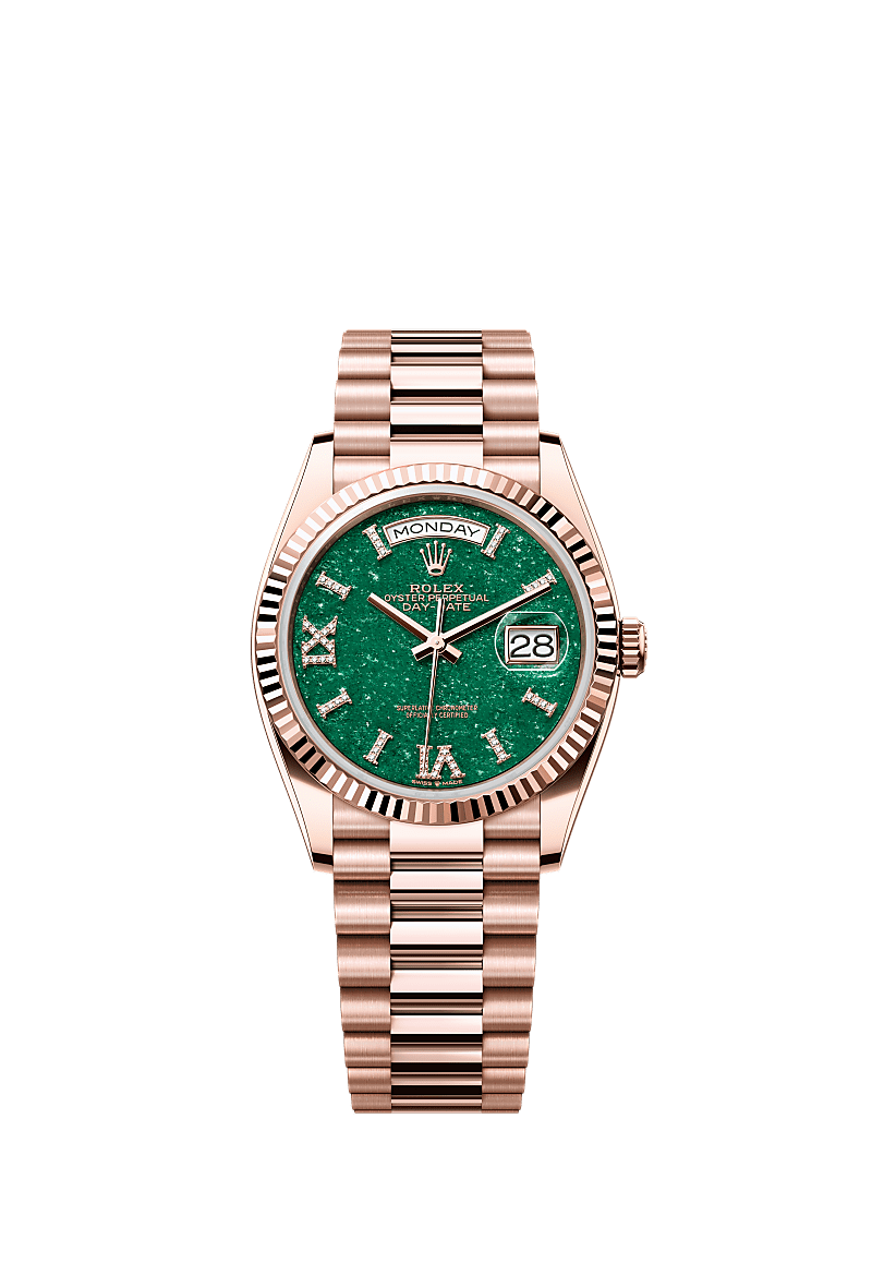 Rolex Rose Gold Day-Date - 36mm - Green aventurine Diamond Dial - President