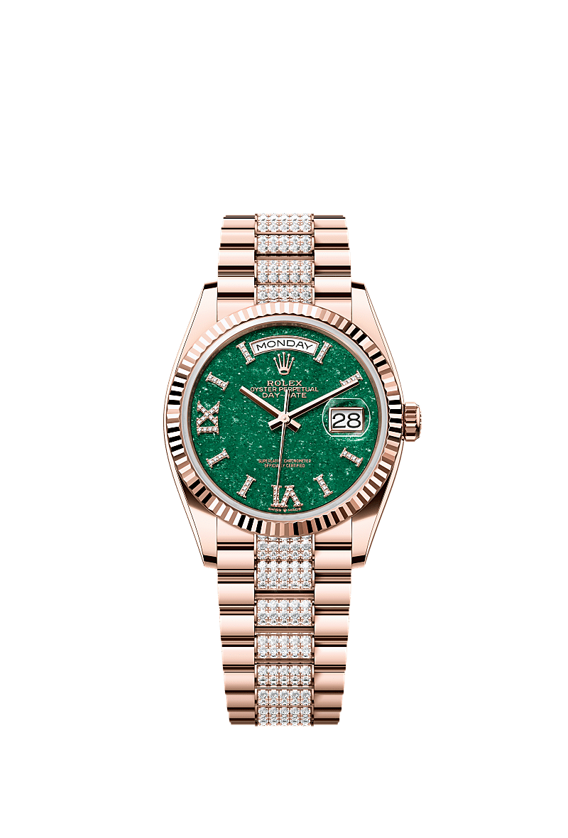 Rolex Rose Gold Day-Date - 36mm - Green aventurine Diamond Dial - President