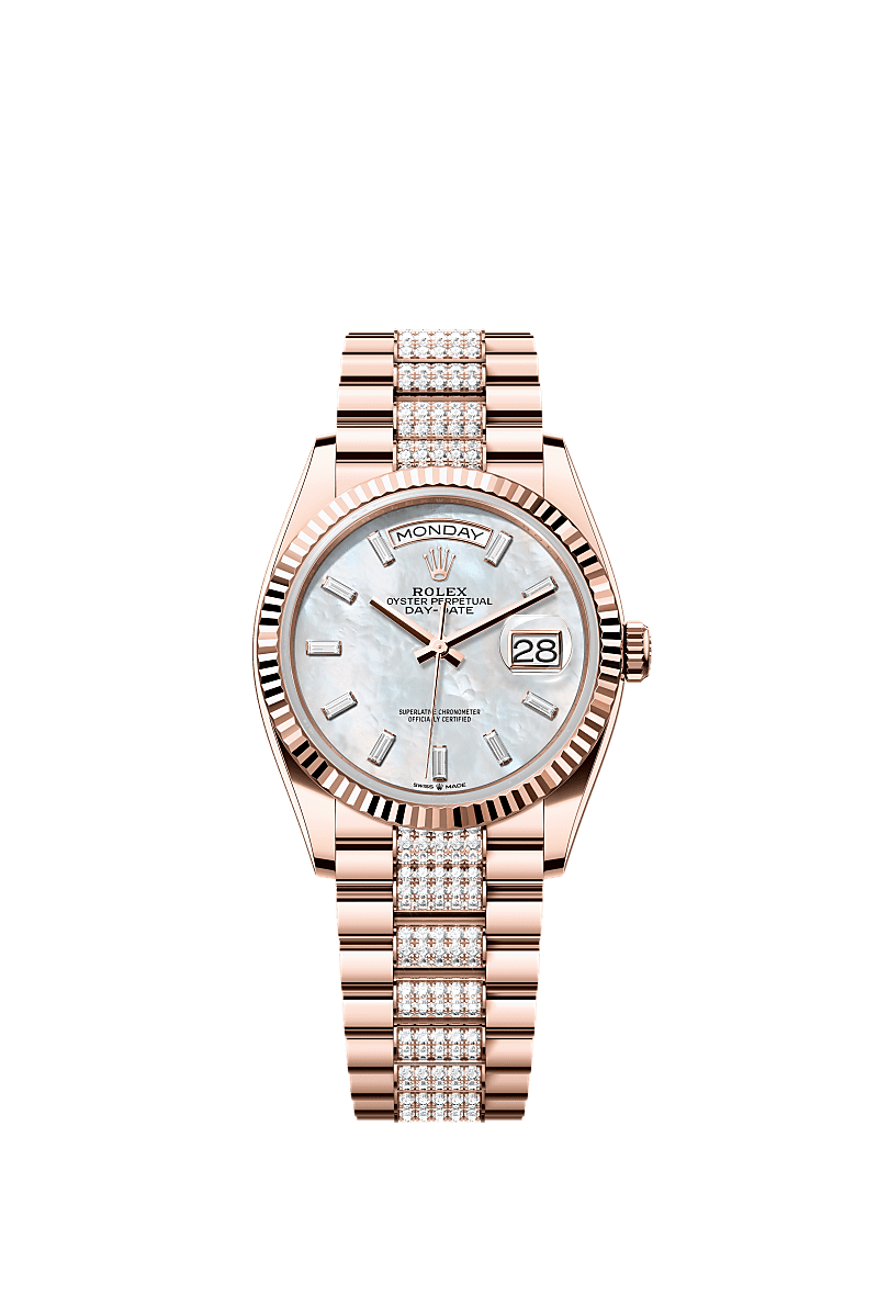 Rolex Rose Gold Day-Date - 36mm - White mother-of-pearl Diamond Dial - President
