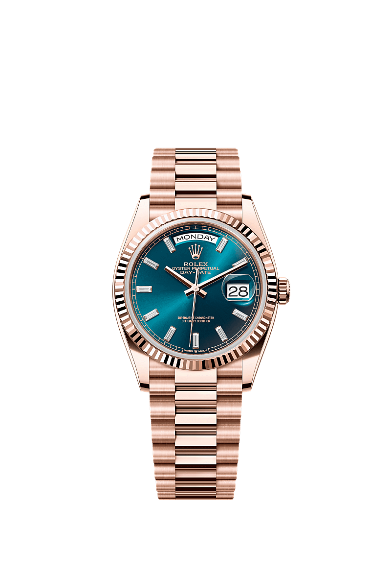 Rolex Rose Gold Day-Date - 36mm - Blue-green Diamond Dial - President