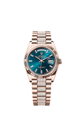 Rolex Rose Gold Day-Date - 36mm - Blue-green Diamond Dial - President