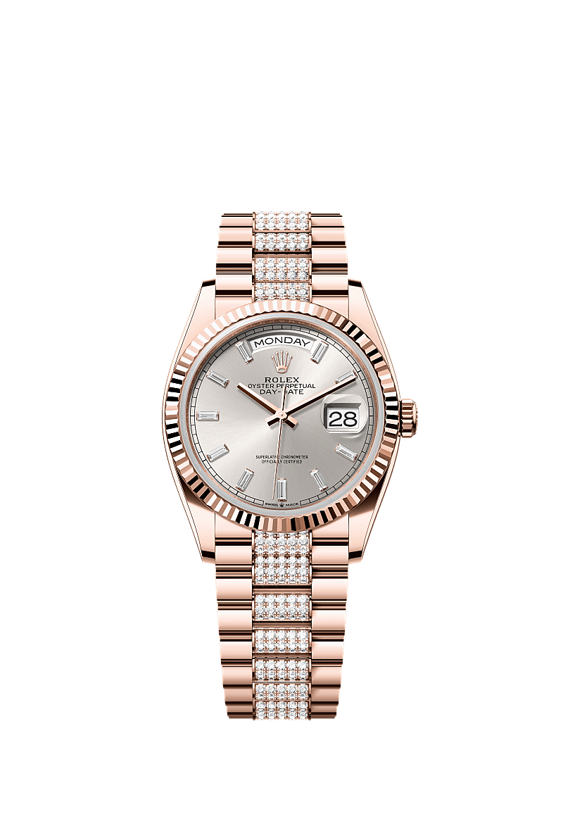 Rolex Rose Gold Day-Date - 36mm - Silver Diamond Dial - President
