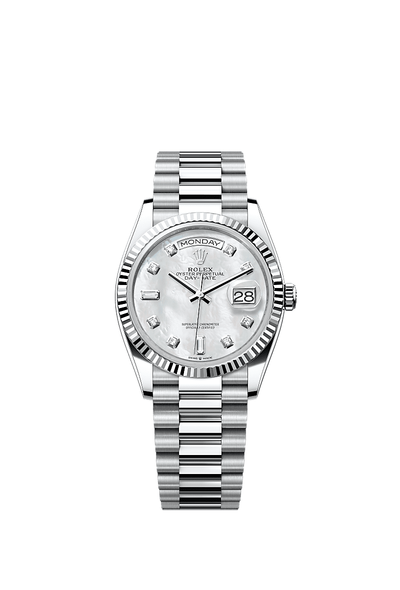 Rolex Platinum Day-Date - 36mm - White mother-of-pearl Diamond Dial - President