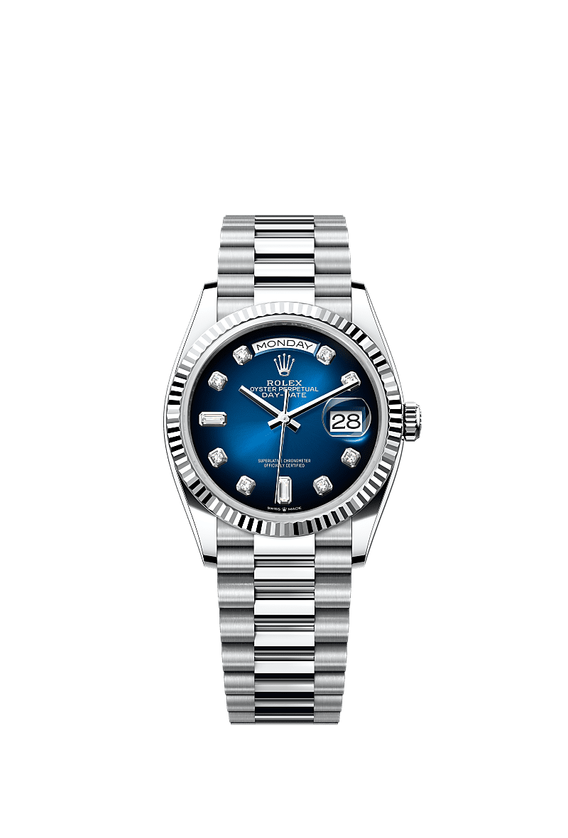 Rolex Platinum Day-Date - 36mm - Blue ombré Diamond Dial - President