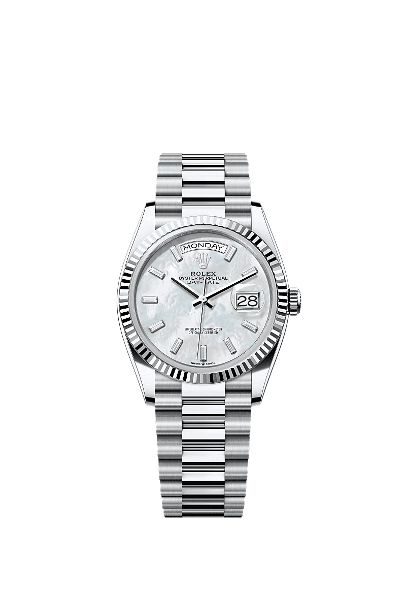 Rolex Platinum Day-Date - 36mm - White mother-of-pearl Diamond Dial - President
