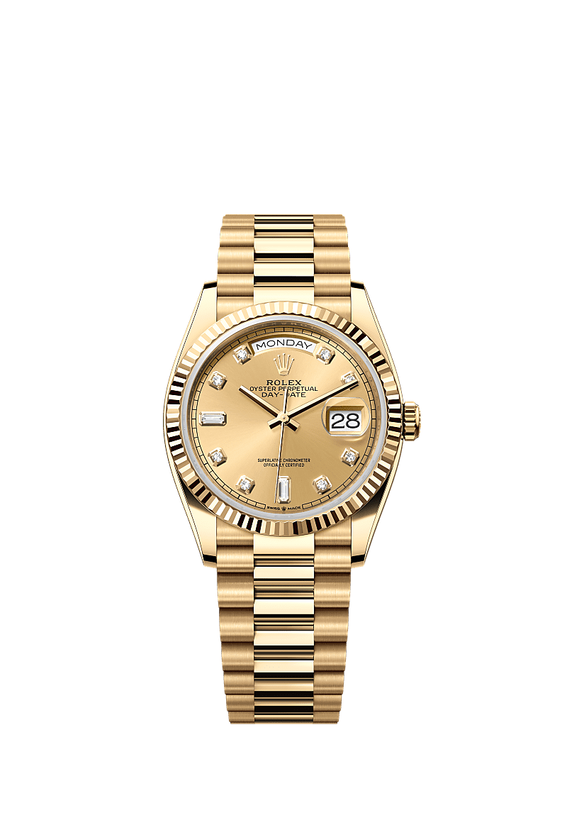 Rolex Yellow Gold Day-Date - 36mm - Champagne-colour Diamond Dial - President
