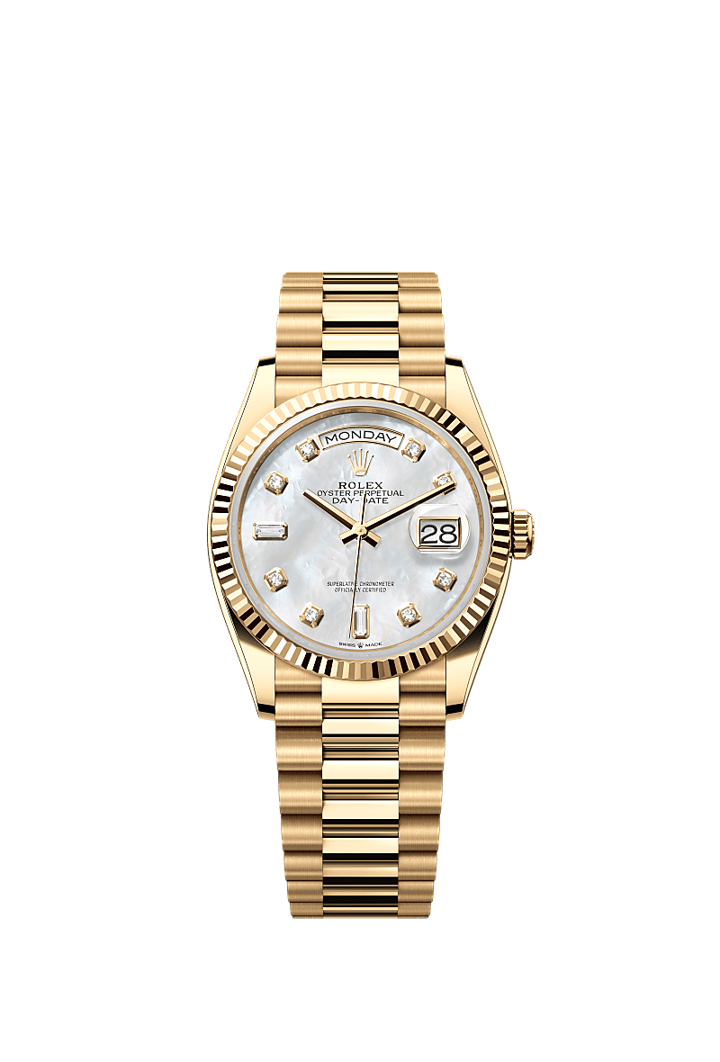 Rolex Yellow Gold Day-Date - 36mm - White mother-of-pearl Diamond Dial - President