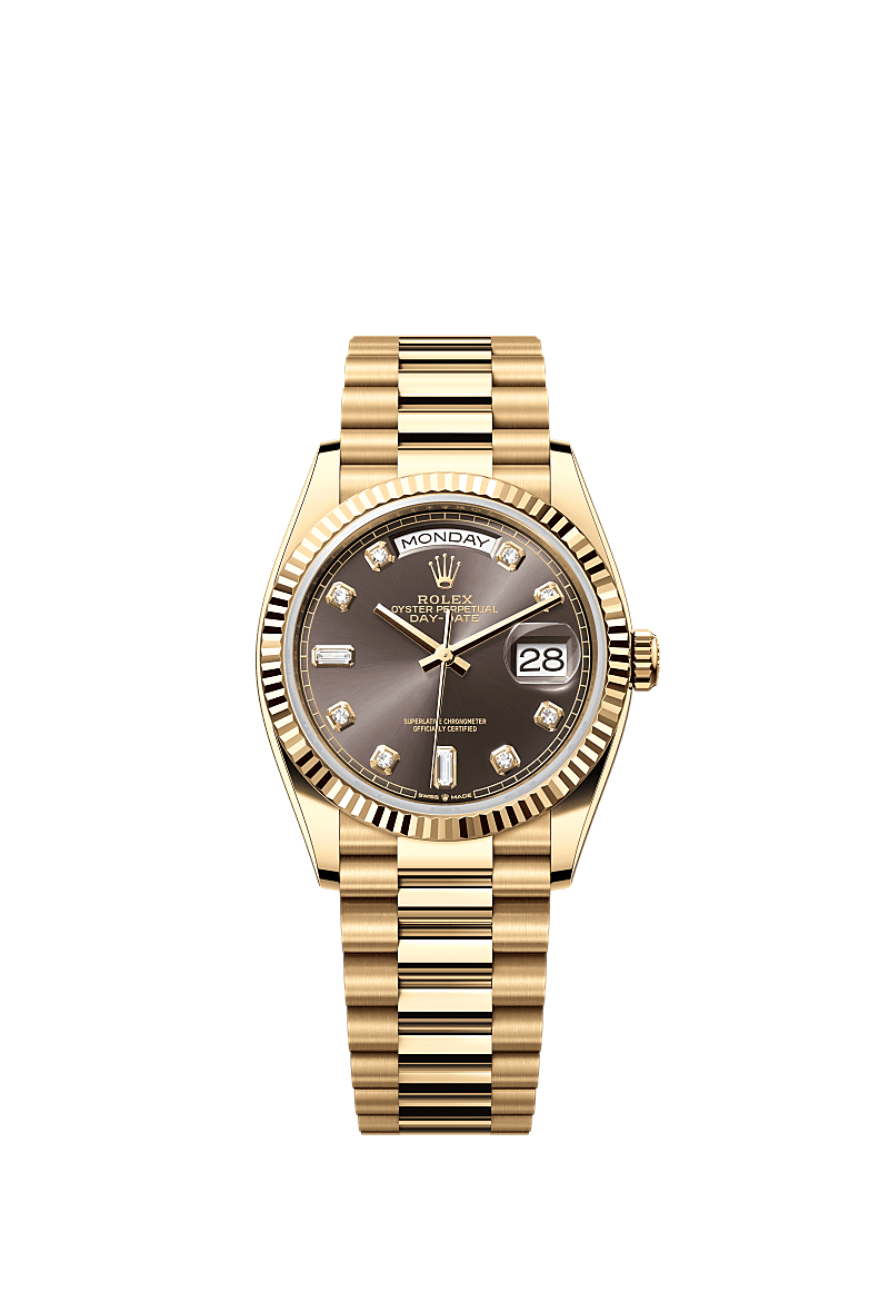 Rolex Yellow Gold Day-Date - 36mm - Dark grey Diamond Dial - President