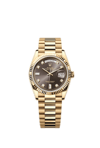 Rolex Yellow Gold Day-Date - 36mm - Dark grey Diamond Dial - President