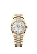 Rolex Yellow Gold Day-Date - 36mm - White mother-of-pearl Diamond Dial - President