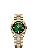 Rolex Yellow Gold Day-Date - 36mm - Green ombré Diamond Dial - President