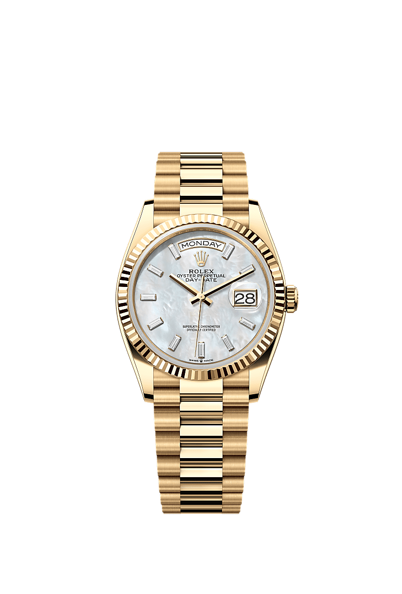 Rolex Yellow Gold Day-Date - 36mm - White mother-of-pearl Diamond Dial - President