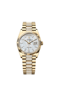 Rolex Yellow Gold Day-Date - 36mm - White mother-of-pearl Diamond Dial - President