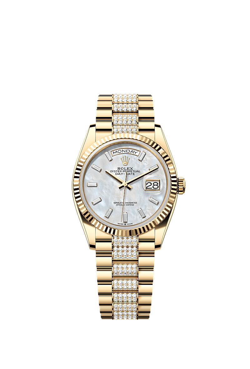 Rolex Yellow Gold Day-Date - 36mm - White mother-of-pearl Diamond Dial - President