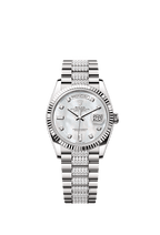 Rolex White Gold Day-Date - 36mm - White mother-of-pearl Diamond Dial - President