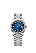 Rolex White Gold Day-Date - 36mm - Blue ombré Diamond Dial - President