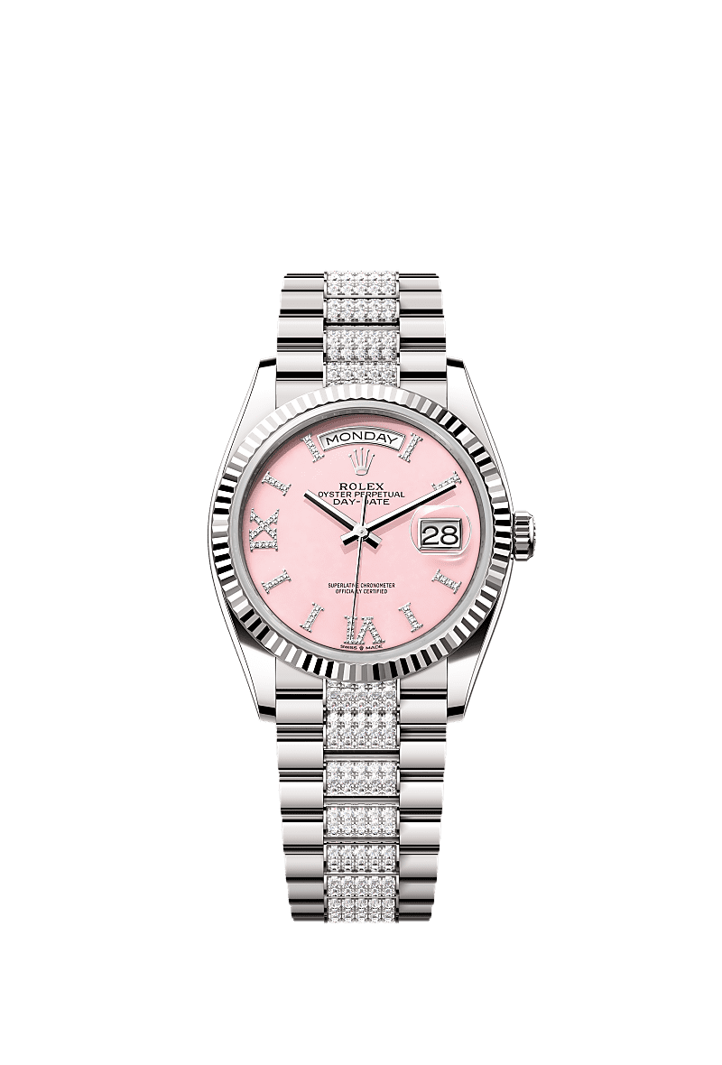 Rolex White Gold Day-Date - 36mm - Pink opal Diamond Dial - President