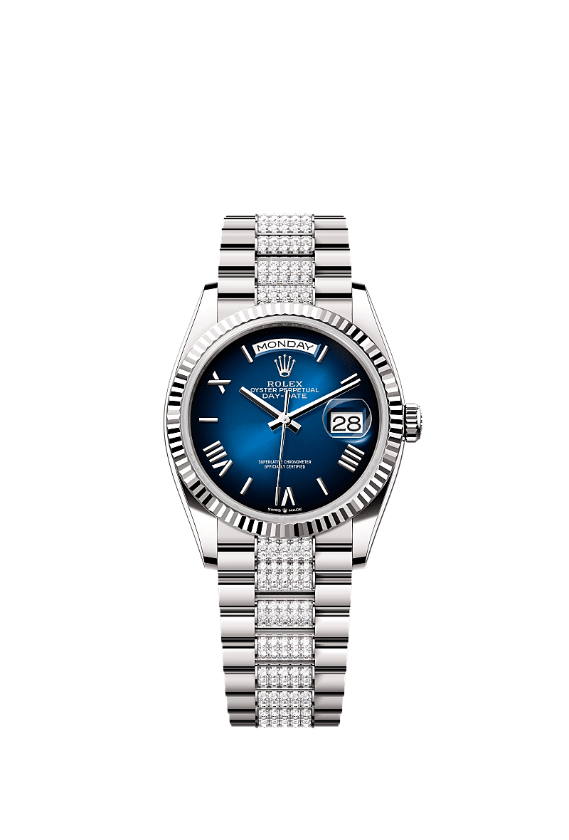 Rolex White Gold Day-Date - 36mm - Blue ombré - President