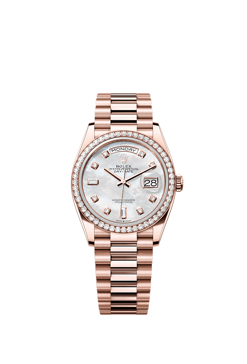 Rolex Rose Gold Day-Date - 36mm - White mother-of-pearl Diamond Dial - President