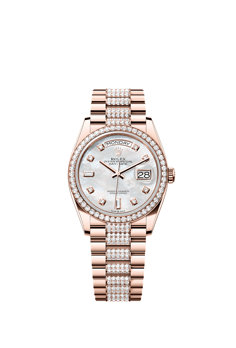 Rolex Rose Gold Day-Date - 36mm - White mother-of-pearl Diamond Dial - President