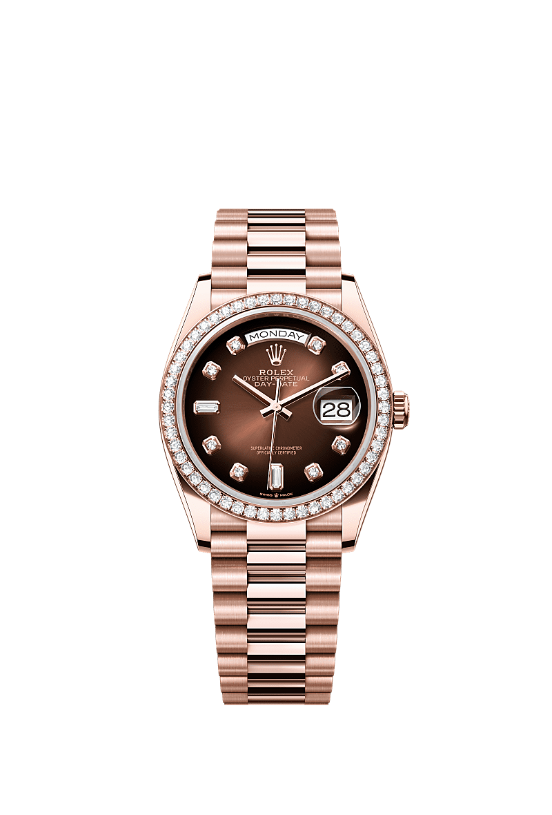 Rolex Rose Gold Day-Date - 36mm - Brown ombré Diamond Dial - President
