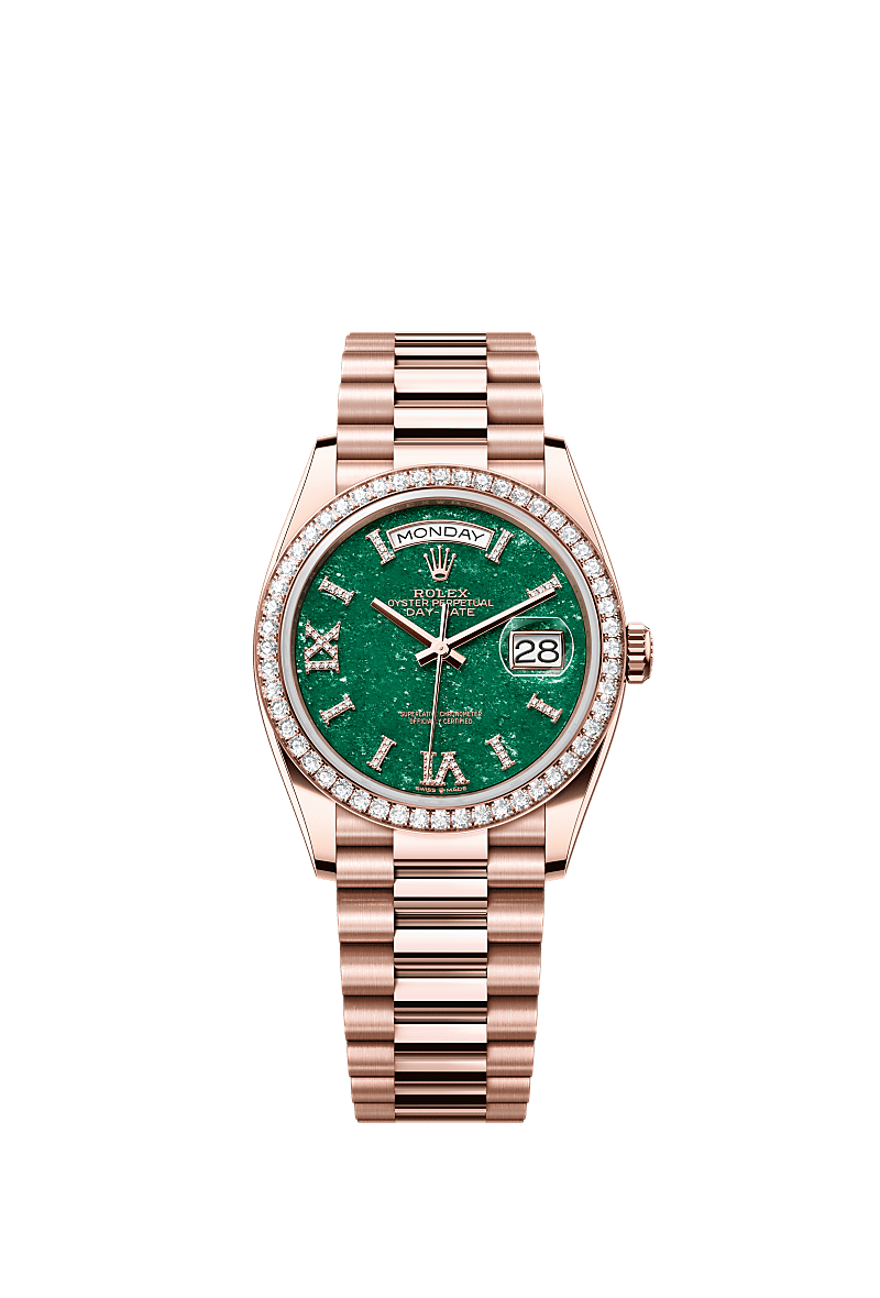 Rolex Rose Gold Day-Date - 36mm - Green aventurine Diamond Dial - President