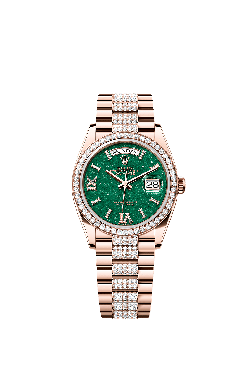 Rolex Rose Gold Day-Date - 36mm - Green aventurine Diamond Dial - President